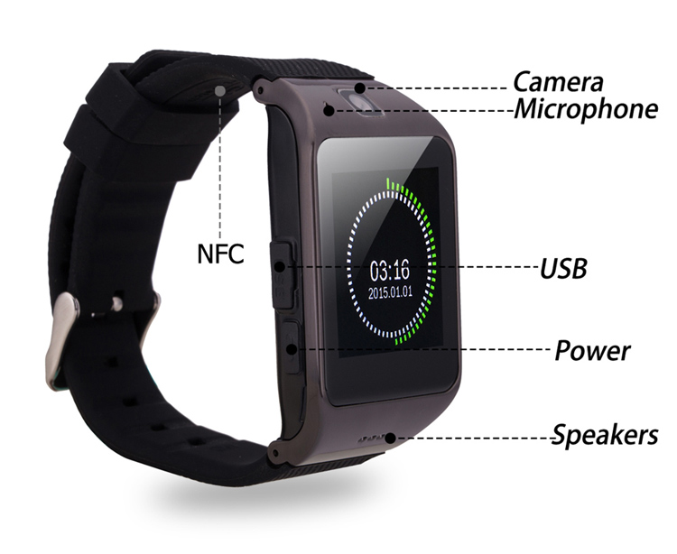 UHAPPY UW1 V3.0 Bluetooth Smart Watch Phone with Pedometer Sleep Monitor etc Function - Black-12