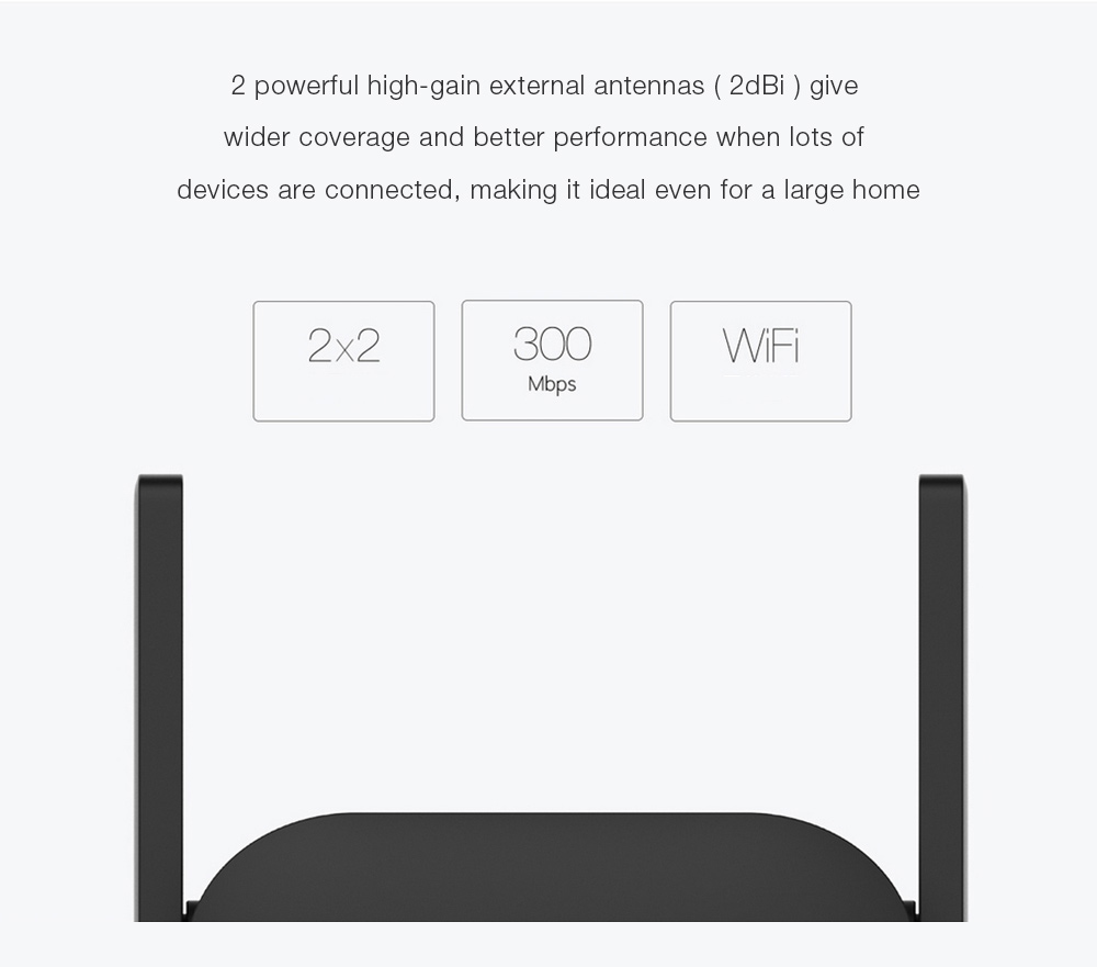 Amplificateur WiFi Xiaomi R03 Pro 300Mbps Avec Des Antennes Externes 2x2dbi Correspondant Rapidement (fiche Standard Cn, Compatible Avec la Fiche Américaine)