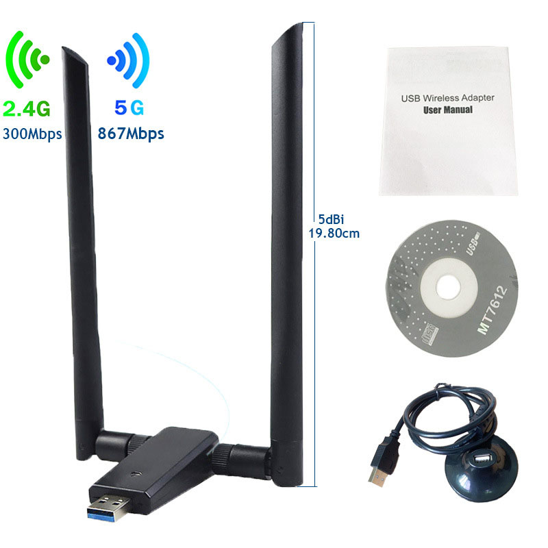 1200 Mbps 2,4g / 5g USB3.0 Adaptateur WiFi à Double Bande Récepteur WiFi