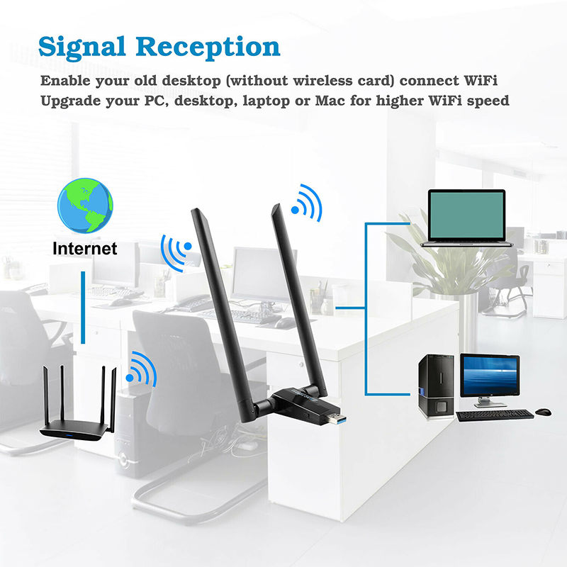 1200 Mbps 2,4g / 5g USB3.0 Adaptateur WiFi à Double Bande Récepteur WiFi