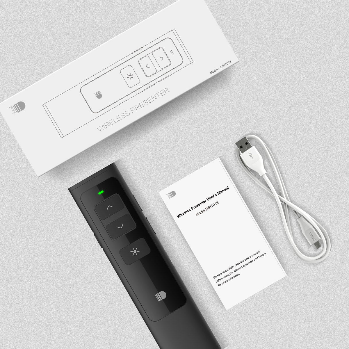 DOOSL DSIT013 Презентатор 2.4ГГц Лазерный Беспроводной Перезаряжаемый Поддерживает PowerPoint, Keynote И Prezi Страницу - Черный-8