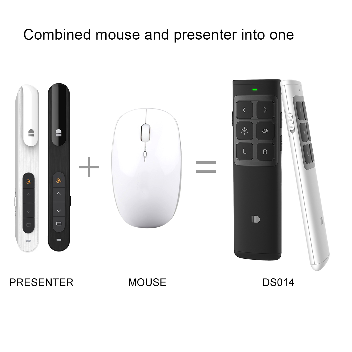 DOOSL DSIT014 Presenter 2.4GHz Laser Wireless Rechargeable Remote Control Supports PowerPoint, Keynote and Prezi Page - Black-10