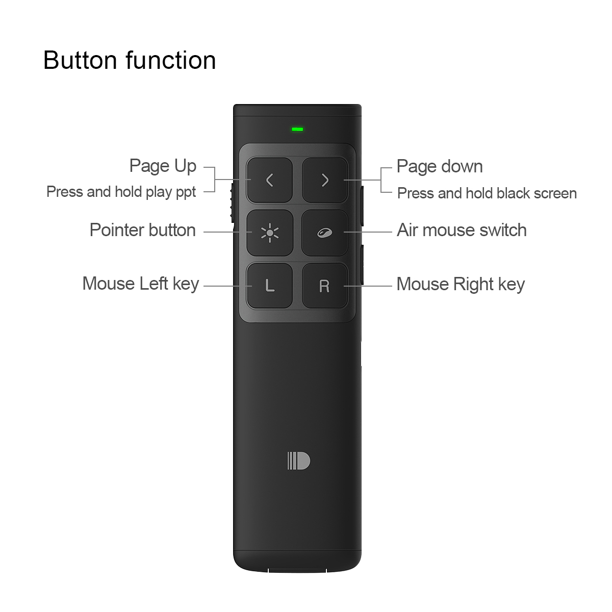 DOOSL DSIT014 Presenter 2.4GHz Laser Wireless Rechargeable Remote Control Supports PowerPoint, Keynote and Prezi Page - Black-6