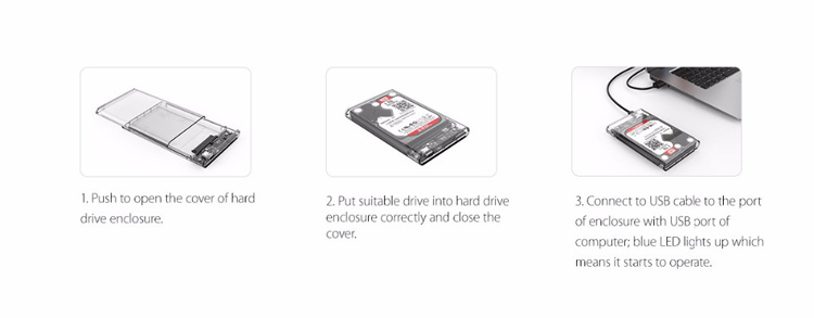 ORICO 2139C3 USB 3.1 Gen1 Type-C à SATA III 2,5 '' Enclos de Disque Dur Externe Transparent Pour 2,5 Pouces SATA Type-C Hdd / Ssd