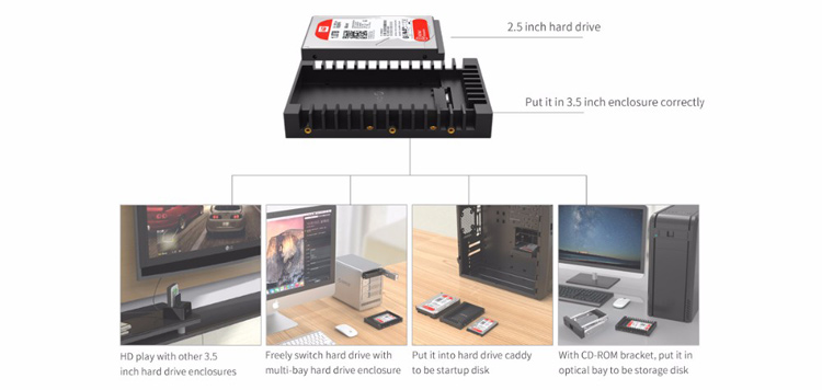 ORICO 1125SS 2.5 '' a 3.5 '' Bandeja de Montaje Del Adaptador Del Convertidor Del Disco Duro Para 7/9.5/12.5 mm 2.5 Pulgadas HDD/SSD Con Interfaz SATA III