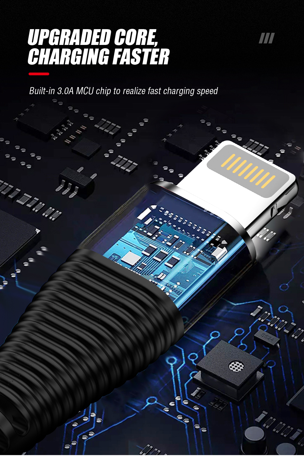 AMORUS 1.2m 3-in-1 Lightning 8 Pin + Micro USB + Type-C Charge Cable - Black-2