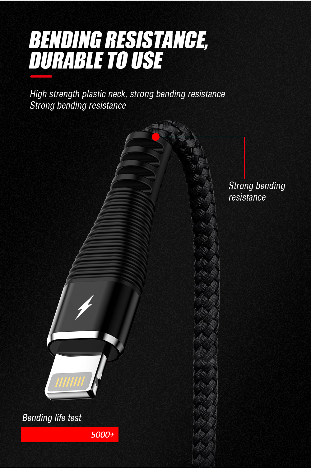 AMORUS 1.2m 3-in-1 Lightning 8 Pin + Micro USB + Type-C Charge Cable - Black-5