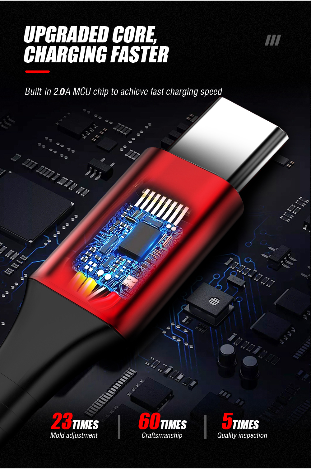 AMORUS 2A Алюминиевая Сплава Ткань Плетена Кабель Для Зарядки Типа C Для Samsung Huawei И Т. Д. - Красный-2
