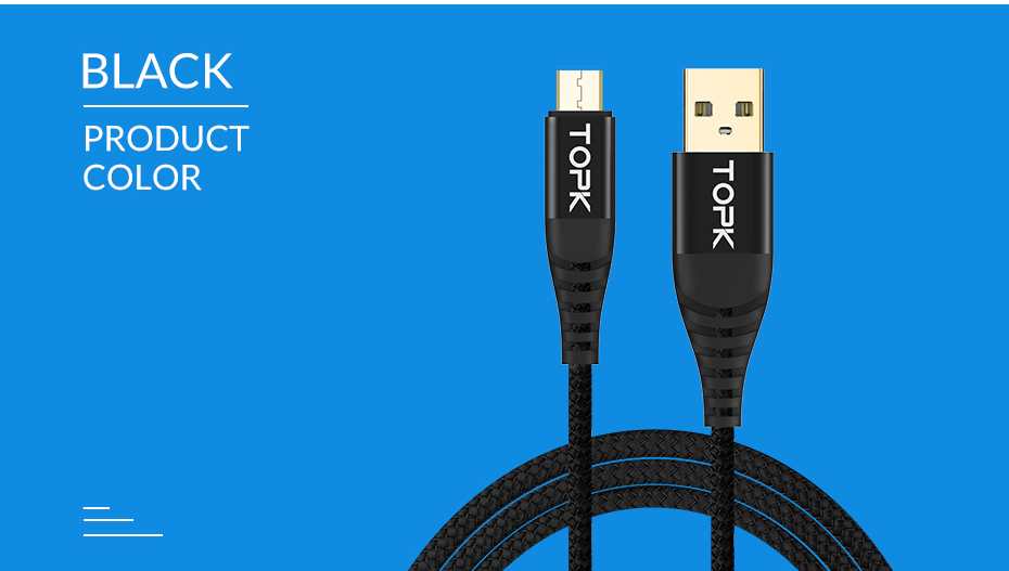 TOPK AN42 1M Micro USB Data Sync Charging Cable Nylon Braided Charging Cable - Black-12