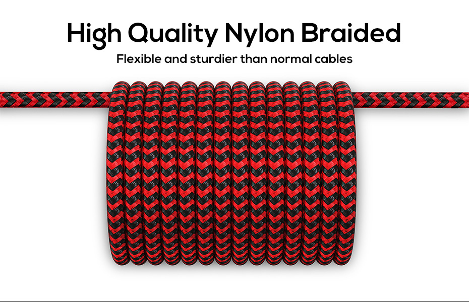 TOPK AM33 360 Grad Rundes Zweifarbiges Nylon Geflochtenes Magnetisches Micro USB Ladekabel Für Samsung Huawei Xiaomi - Rot-6