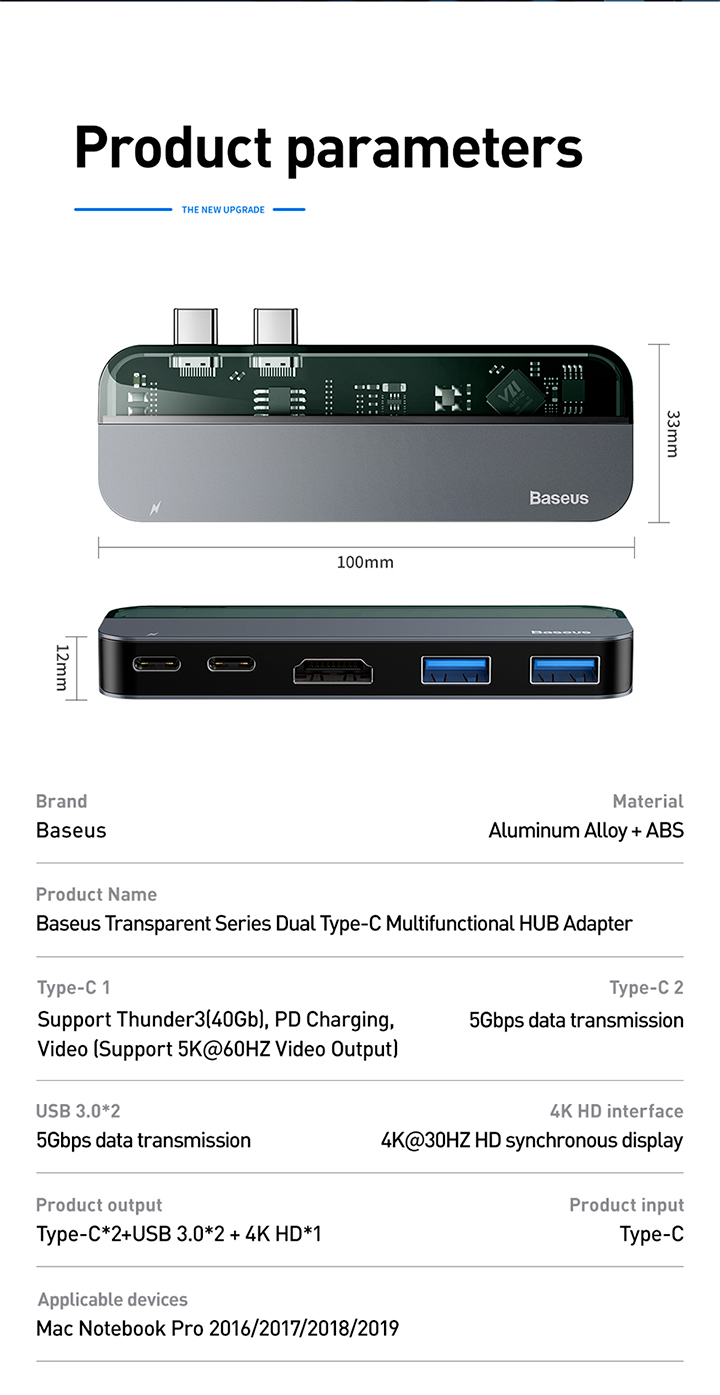 Bộ chuyển đổi HUB đa chức năng Dual Type-C 5 in 1 29 801203290C-16