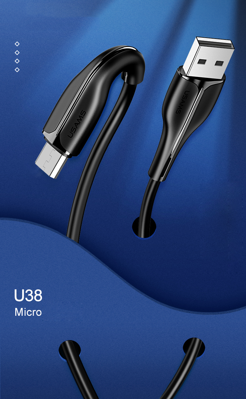 USAMS 1M Micro USB Sync Cabre Cabela Tordo Para Samsung Huawei Xiaomi - Branco