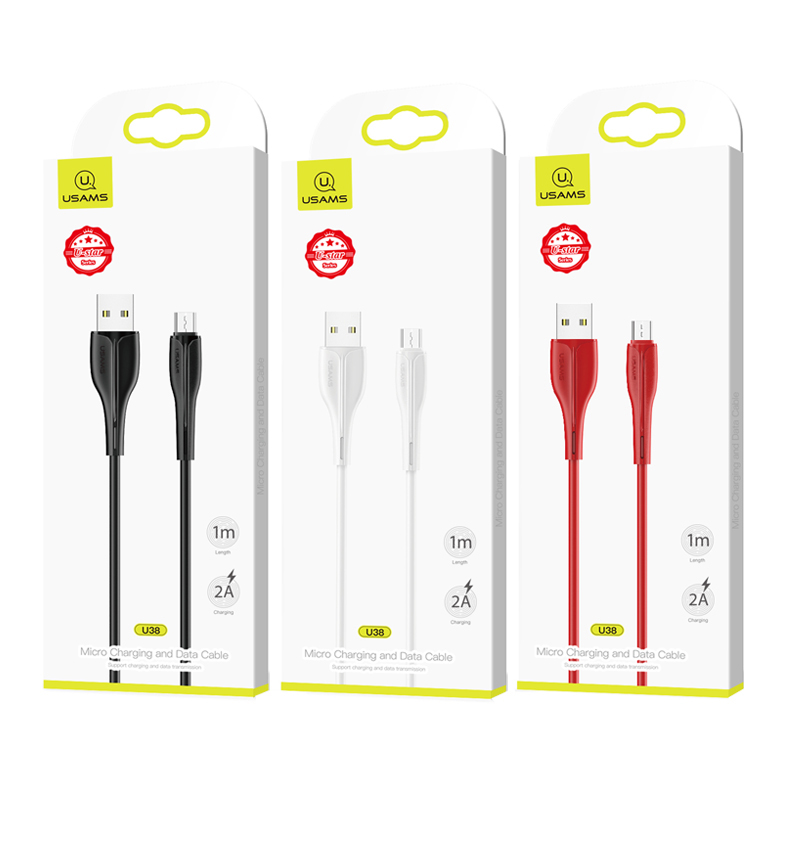 USAMS 1M Cable de Cable de Carga de Datos de Datos Micro USB Para Samsung Huawei Xiaomi - Blanco