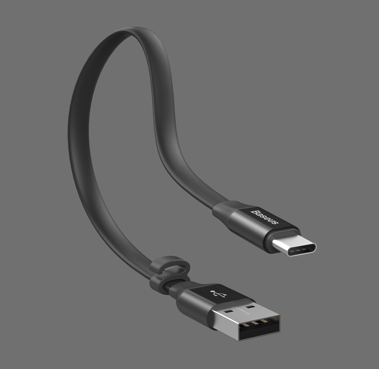 Baseus 23cm 2a Cable de Cable USB de Cable USB Cable de Carga Portátil - Negro