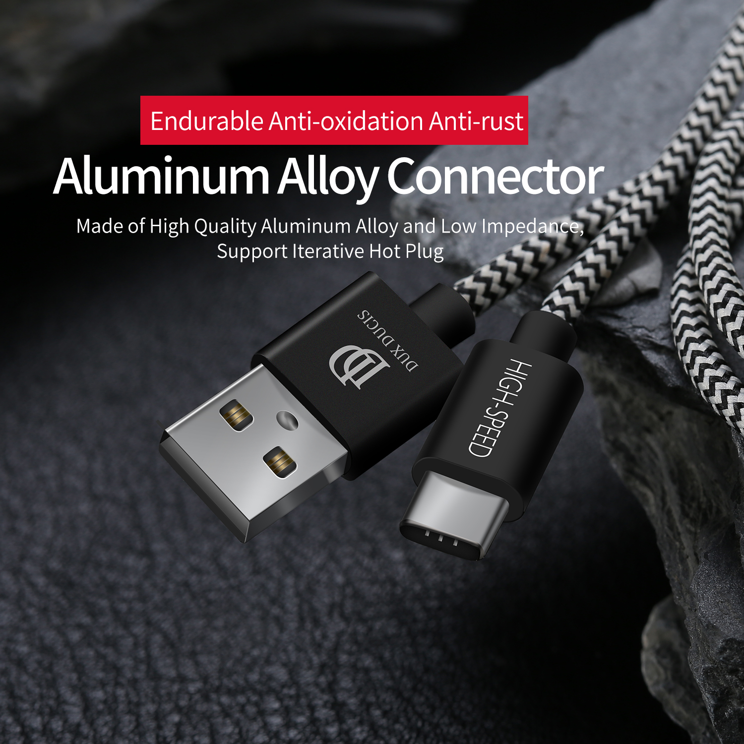 DUX DUCIS 2.1A Tipo-C USB Data Sync Carregamento Trançado Cabo USB 0.5m para Samsung Galaxy S8 etc. - Preto-2