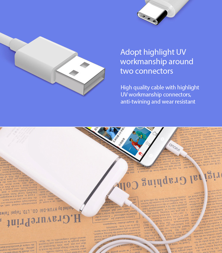 AMORUS USB Tipo-c Carga de Datos Cable de sincronización 1m para MacBook de 12 pulgadas con Retina Display (2015) / Huawei Mate 9 - Blanco-5