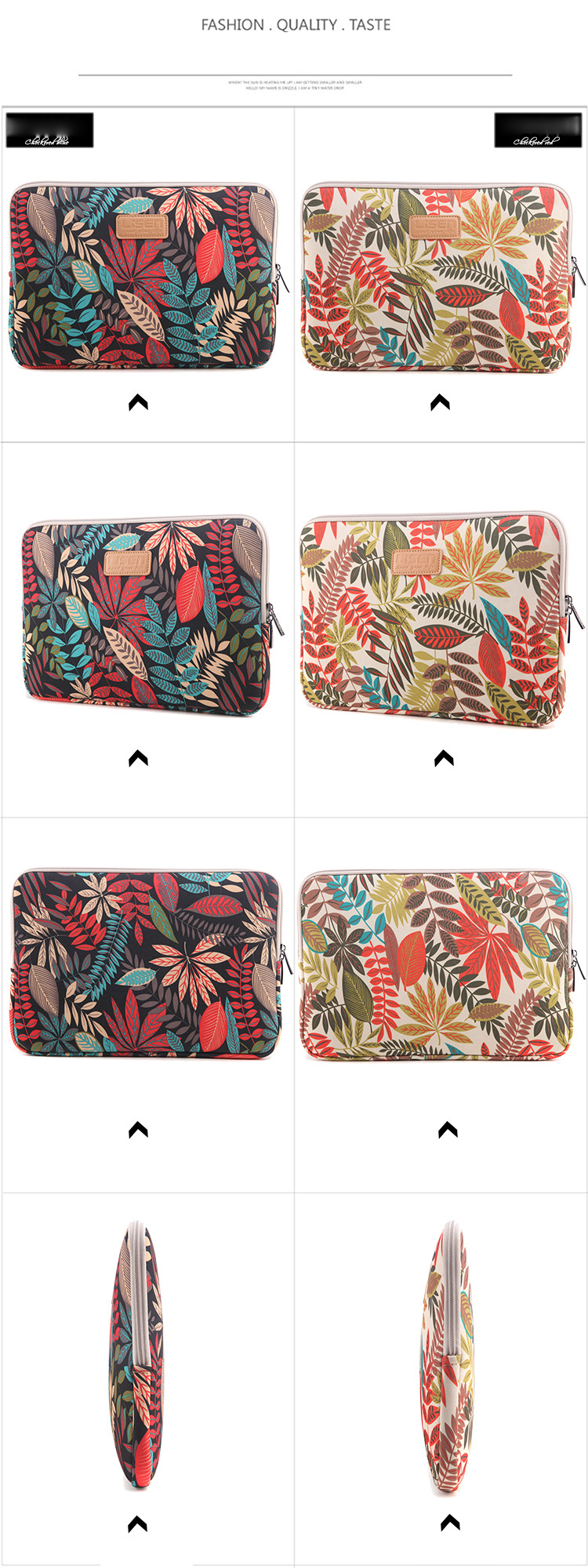 Lisen Bunte Blätter Laptop Sleeve Pouch Für IPad Mini, Größe: 22 X 15,5 X 1,5 Cm - Weiß