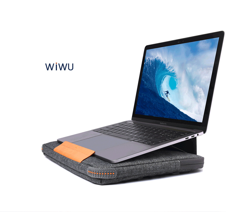 WIWU Wiwu Wathock -improvisado de la Manga de la Manga de Nylon Estuche Con Función de Soporte Para Computadoras Portátiles/tabletas de 13.3/14 Pulgadas - Negro