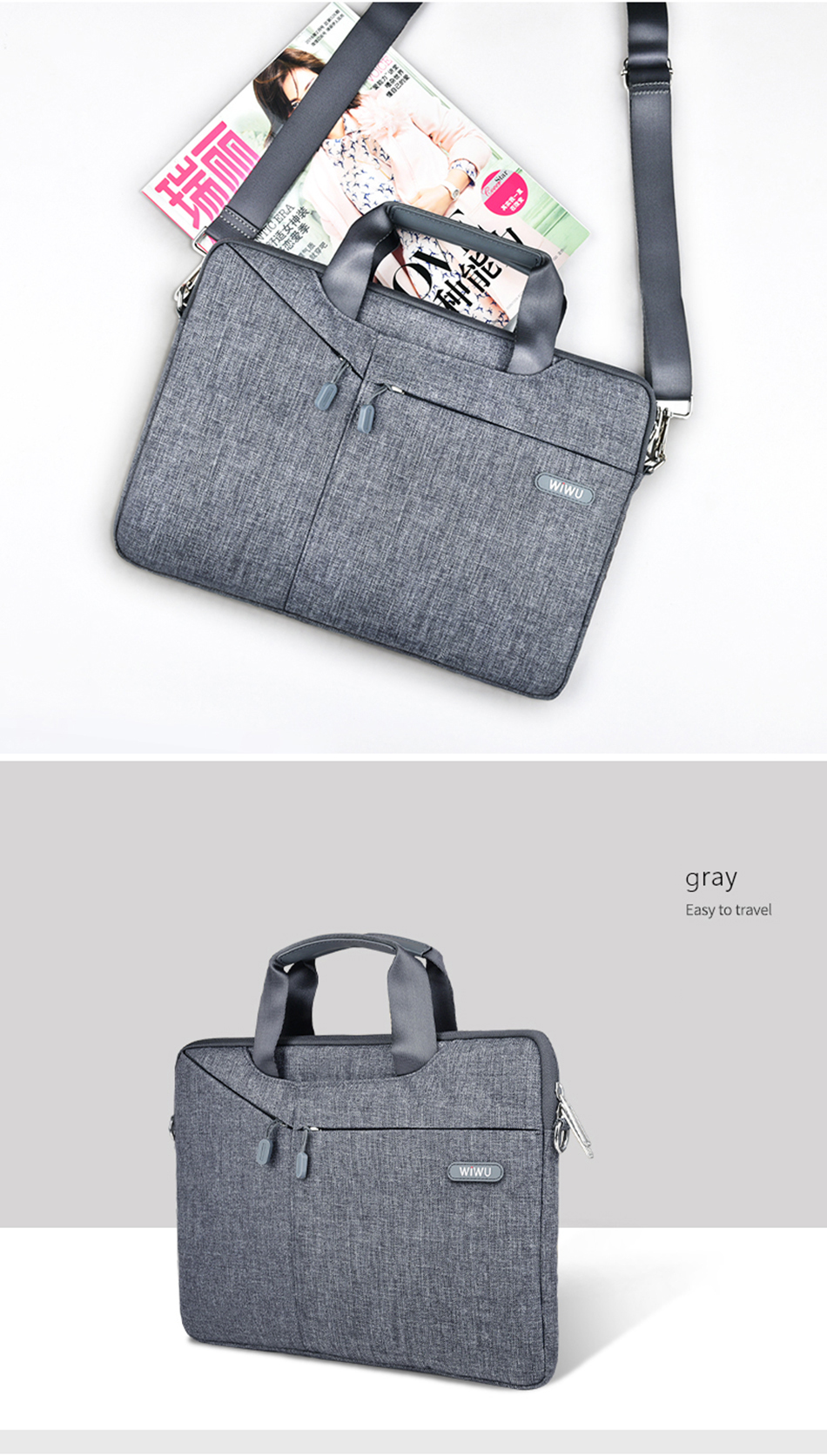 Wiwu Oxford Sleeve City Commuter Sac de Voyage Handbag Pour 15,6 Pouces MacBook - Gris Foncé