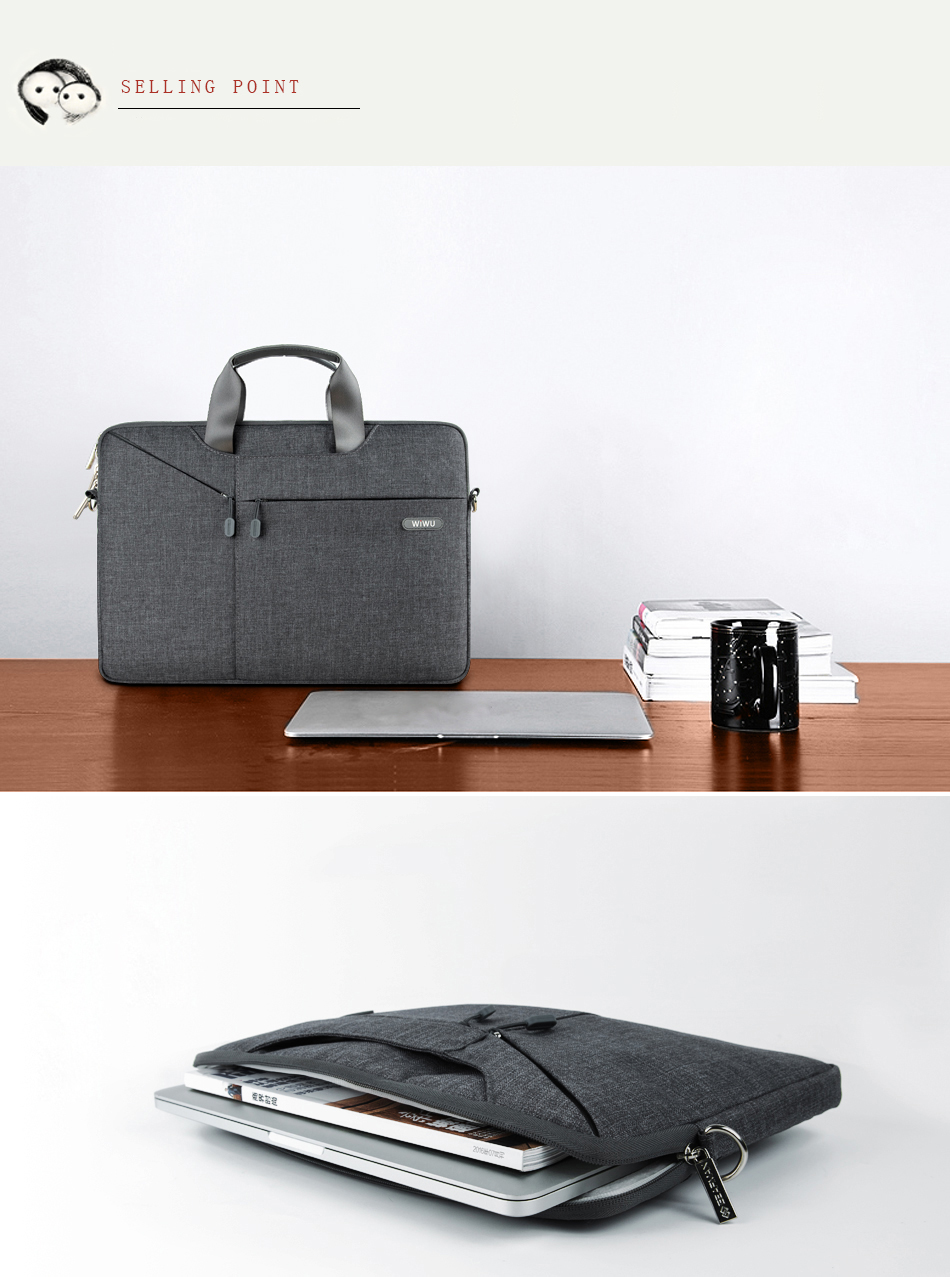 Borse da Viaggio Per Pendolari Wiwu Oxford Sleeve City Per MacBook da 15,6 Pollici - Grigio Scuro