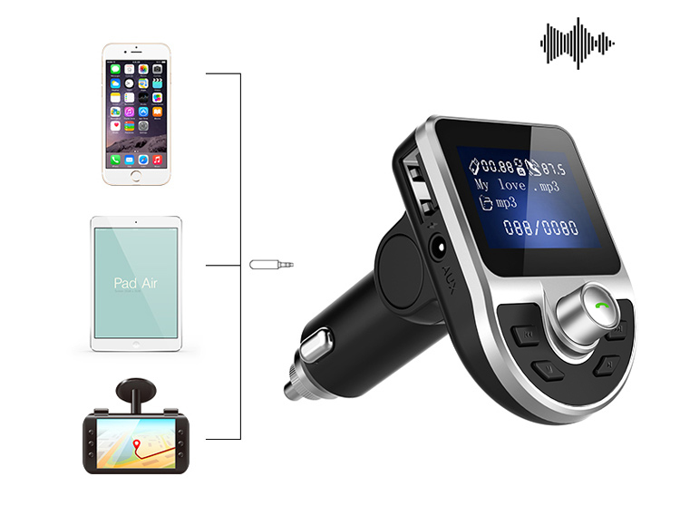 Buetooth Bluetooth Chiamata a Mani Libere Music Player Mp3 FM Transmiter USB Car Charger Support Tf/aux-in