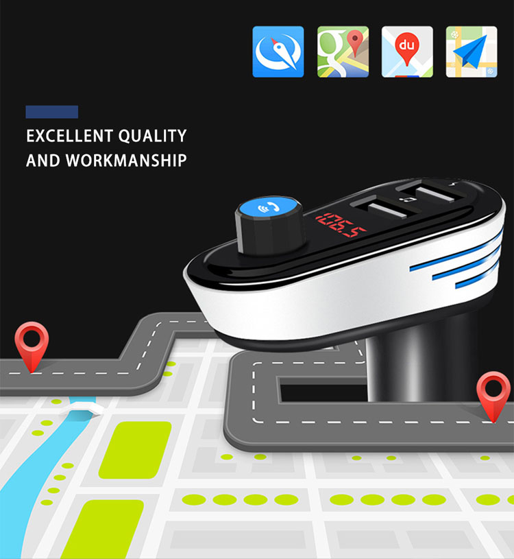 Ap02 Wireless Bluetooth Manos Kit De Automóviles Gratuito Reproductor De MP3 FM Transmisor Dual USB Cargador De Coche - Color Plata