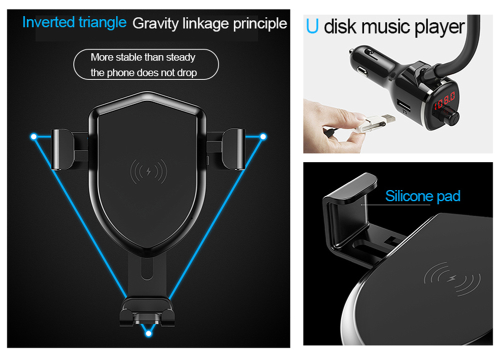 W4 10W MP3 -плеер Беспроводной Автомобильный Зарядное Устройство Dual USB -телефон Chargers Handsfree Car Kit Receiver Audio Stereo MP3 FM -передатчик (не Поддерживает Функцию Fod)