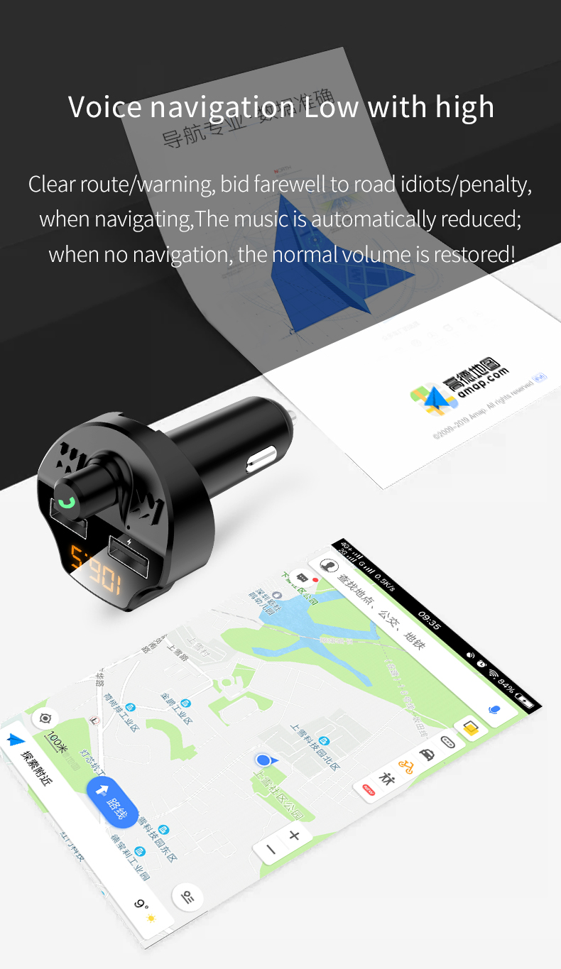 T66 Car 3.1A Quick Charge Dual Usb-зарядное Устройство Для Рук Bluetooth 5.0 Mp3-плеер Fm-модулятор Передатчика