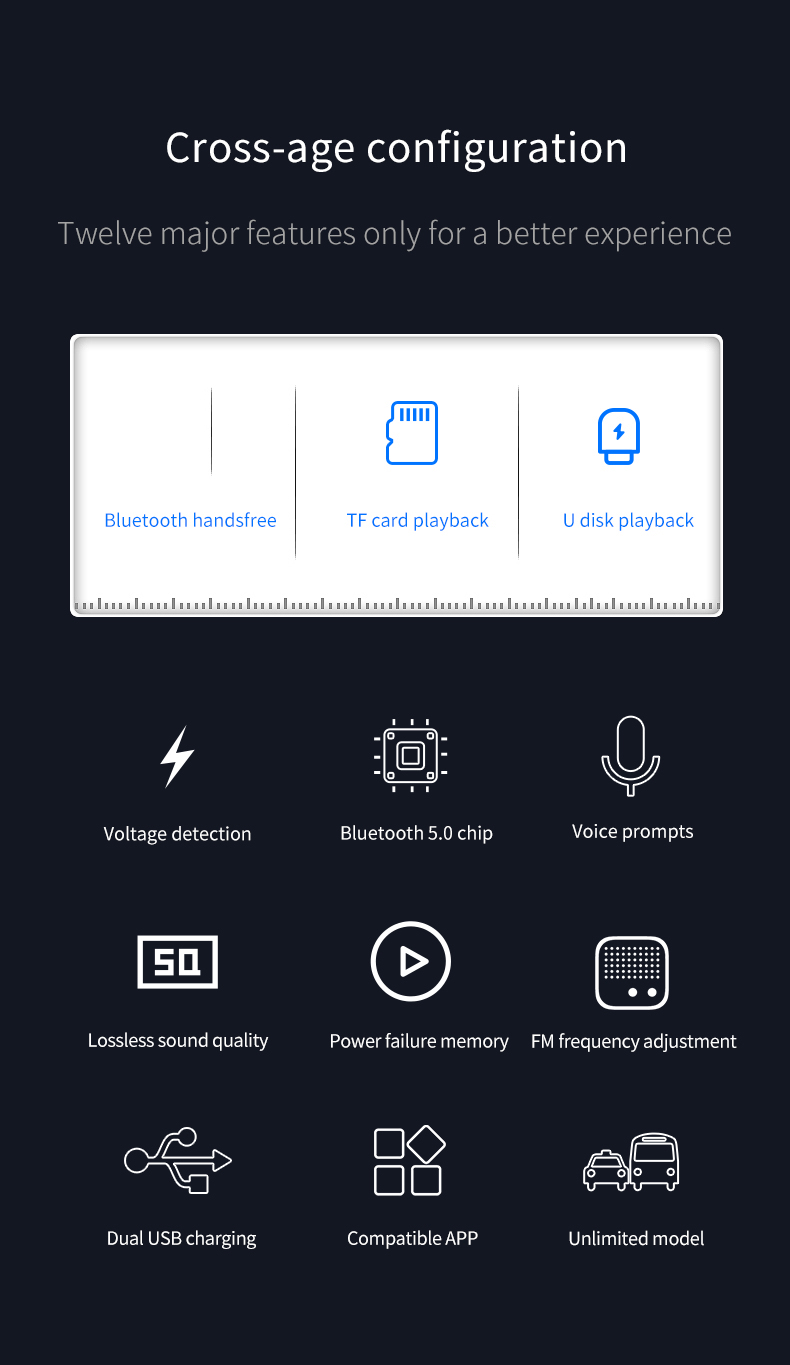 T66 Car 3.1A Quick Charge Dual Usb-зарядное Устройство Для Рук Bluetooth 5.0 Mp3-плеер Fm-модулятор Передатчика