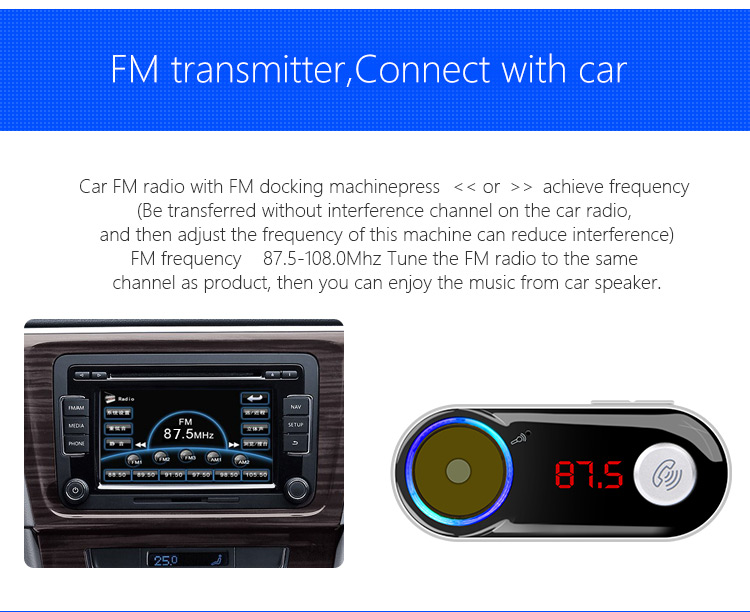 BC09B Wireless Bluetooth Car MP3 FM Transmitter with Dual USB Ports and Cigarette Lighter Socket Support TF Card-3