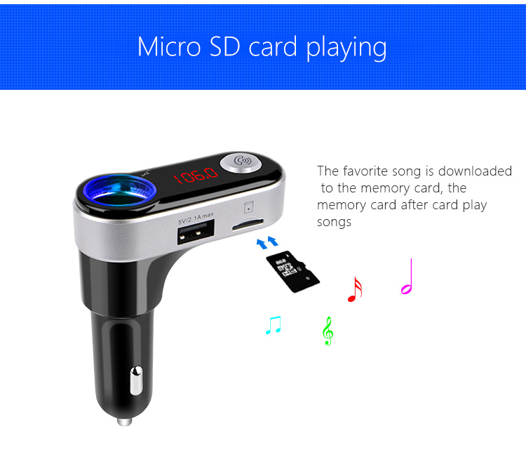 BC09B Wireless Bluetooth Car MP3 FM Transmitter with Dual USB Ports and Cigarette Lighter Socket Support TF Card-7