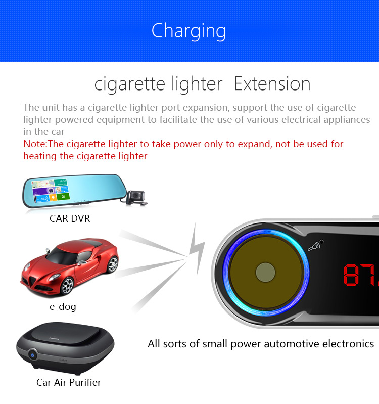 BC09B Wireless Bluetooth Car MP3 FM Transmitter with Dual USB Ports and Cigarette Lighter Socket Support TF Card-8