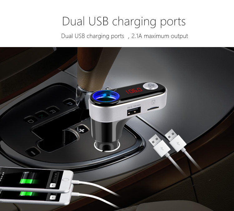 BC09B Wireless Bluetooth Car MP3 FM Transmitter with Dual USB Ports and Cigarette Lighter Socket Support TF Card-9