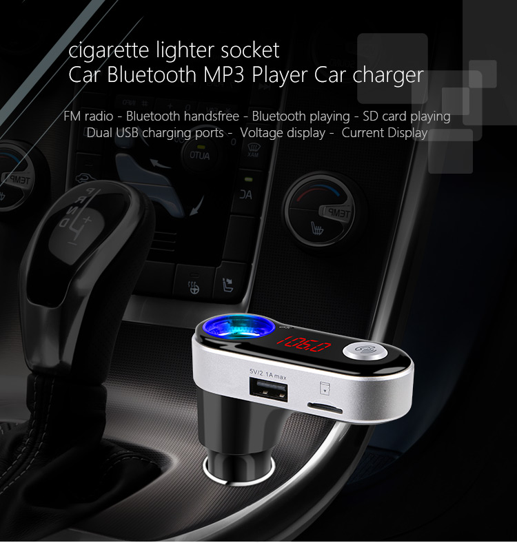 BC09B Wireless Bluetooth Car MP3 FM Transmitter with Dual USB Ports and Cigarette Lighter Socket Support TF Card-1