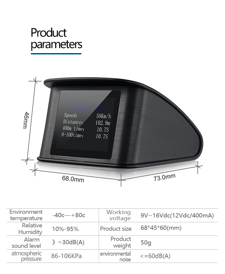 P10 OBD2 2,2 Pouces Head Up Up HUD Affichage de la Vitesse de Vitesse Numérique Intellige