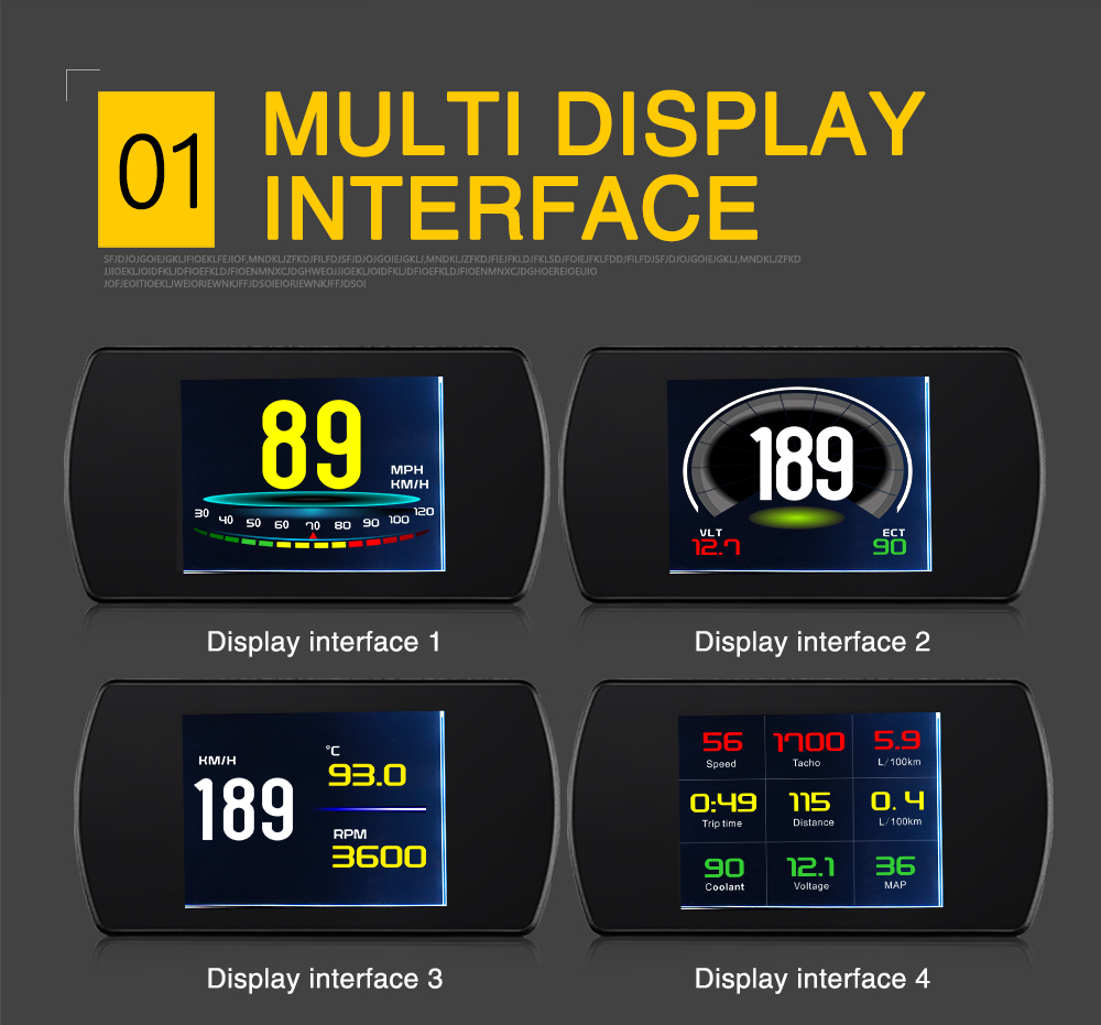 P12 Car Hud Head Up Display OBD2 On-board Diagnose Digital Display