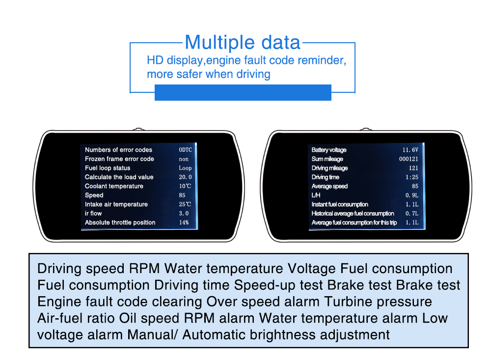 P12 Car Hud Head Up Display OBD2 On-board Diagnose Digital Display