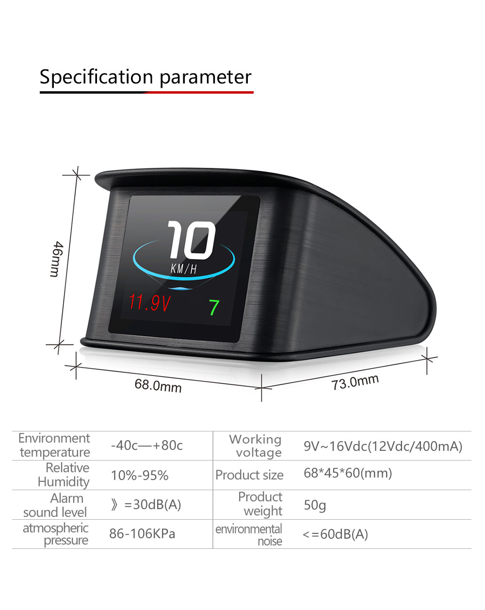 T600 Universal 2,6 "lcd TFT GPS -tachometer Digitalgeschwindigkeitsanzeige Autodarge -projektor Head Up Display Hud Mit Bremsleistungstest