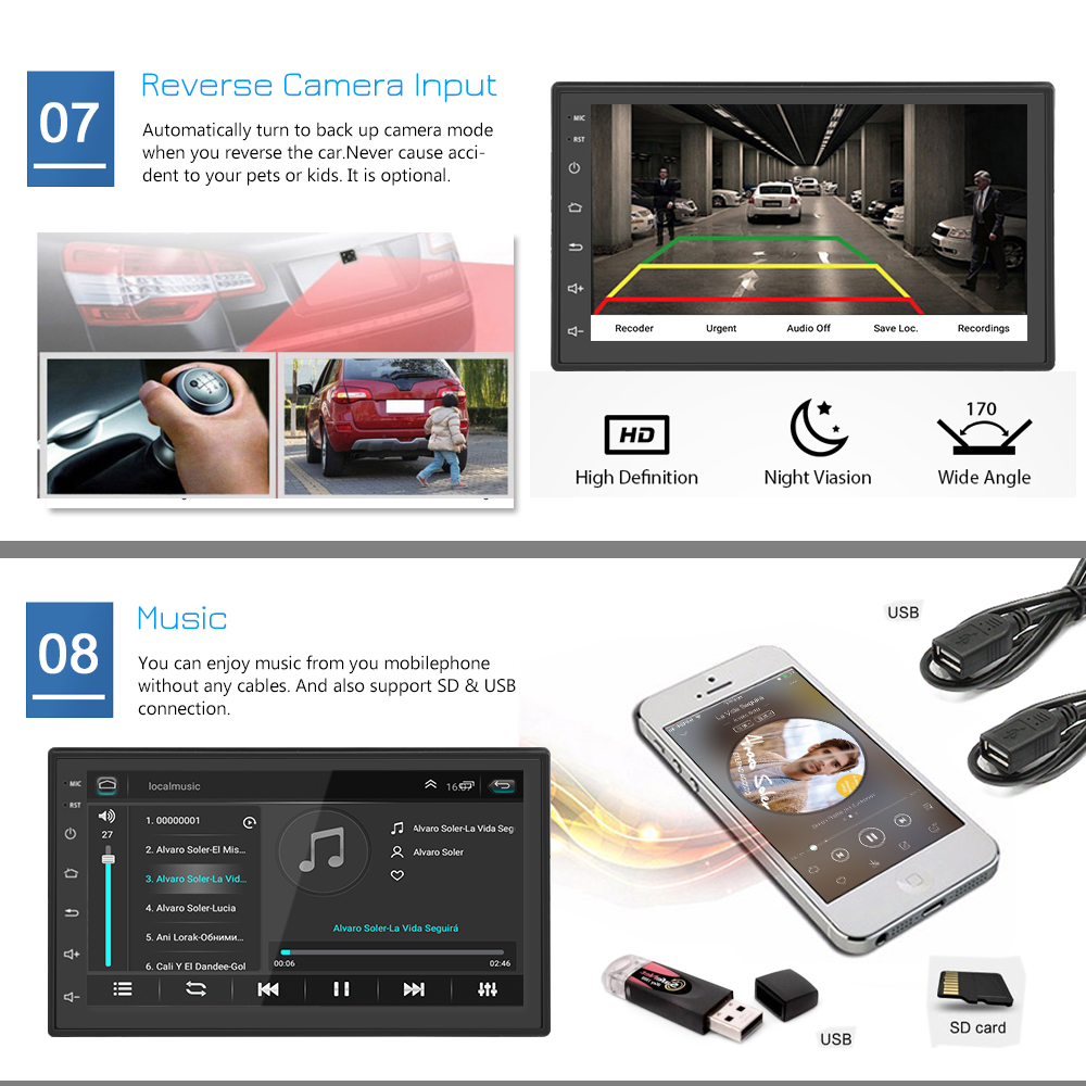 ML-CK1018 7 Polegadas Android 6.0 Car GPS Multimedia Player 1 Gb+16 gb