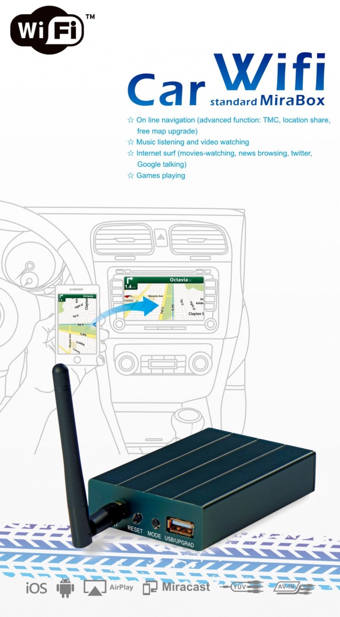 Car WiFi Mirabox Wireless Airplay Miracast Screen Mirroring for Smart Phones-1