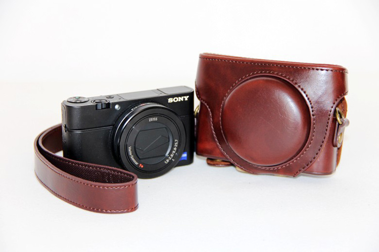 Case di Protezione Della Fotocamera in Pelle PU + Cinghia Per Sony DSC-RX100 Mark III IV M1/M2/M3/M4/M5 - Nero