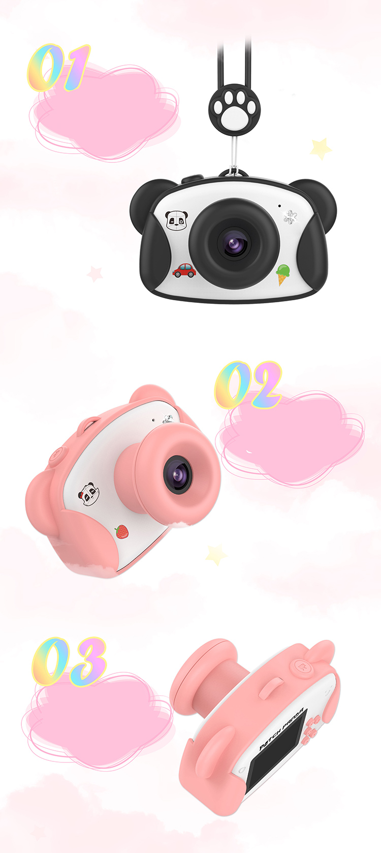 KINGXBAR Kids Camera Kids Digital Video Camera 1.5-inch 8MP 1080P HD Recorder Camcorder - Pink-8