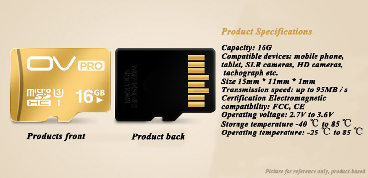 Tarjeta Micro SD OV Pro 10 UHS-I U3 16GB Con Lectura De 95mb / S Velocidad De Escritura 90mb / S-16