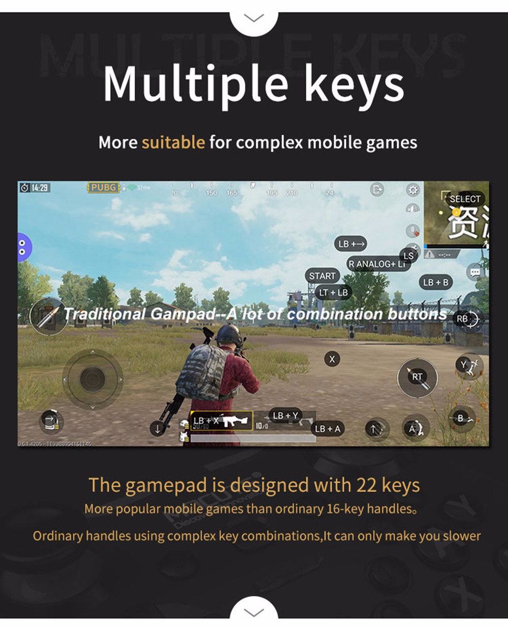 Mocute 056 Bluetooth Wireless Game Handsing Android Joystick VR Joypad Mobile Controller Per PUBG Smartphone TV Box PC + Support