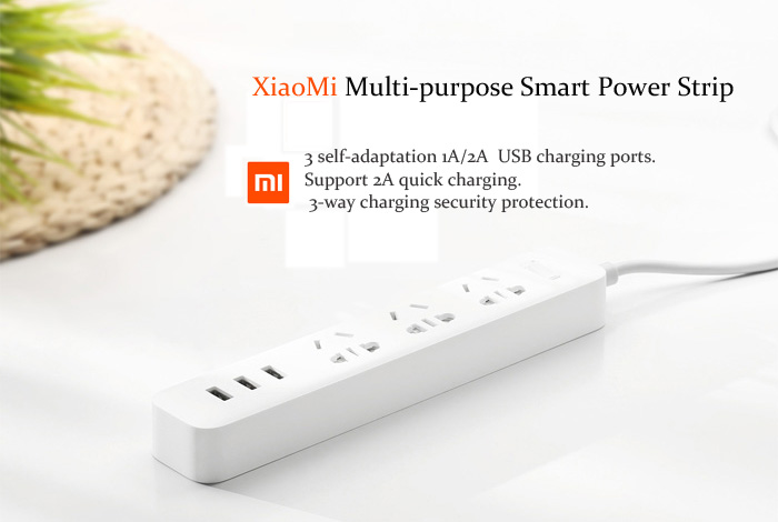 Xiaomi Smart Power Strip 3-USB-Port + 3 International Combination Power Jacks Plug Charger Adapter - CN Standard Plug/White-1