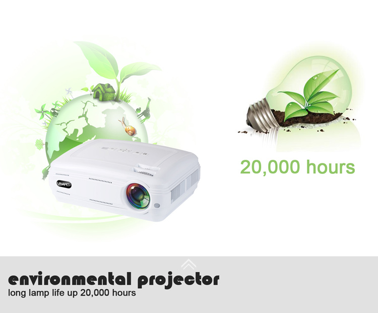 Uhappy U58 LED Video Proyector 1080p LED HD Mini Proyector 1280*768 Proyector de Vivienda de Resolución - Negro