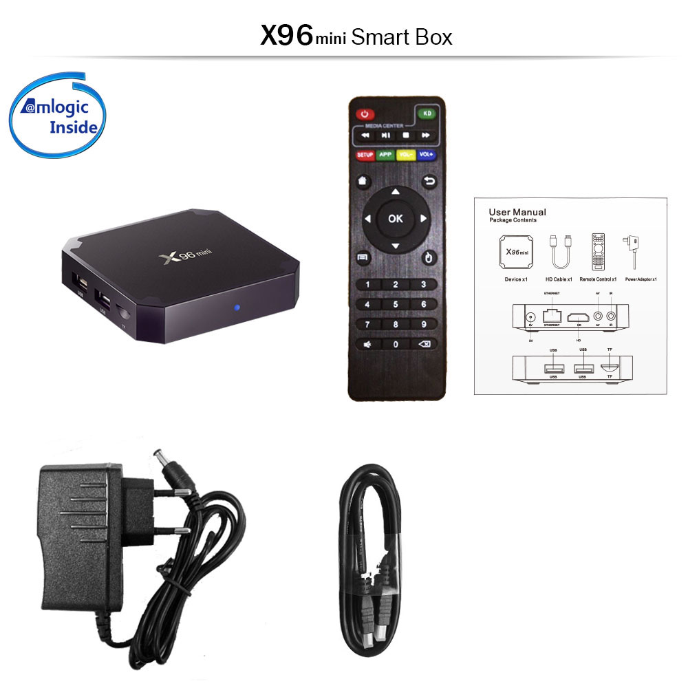 X96 Mini Amlogic Amlogic S905W Android 7.1 TV Box Wifi Media Player 2+16GB - Enchufe de la ue