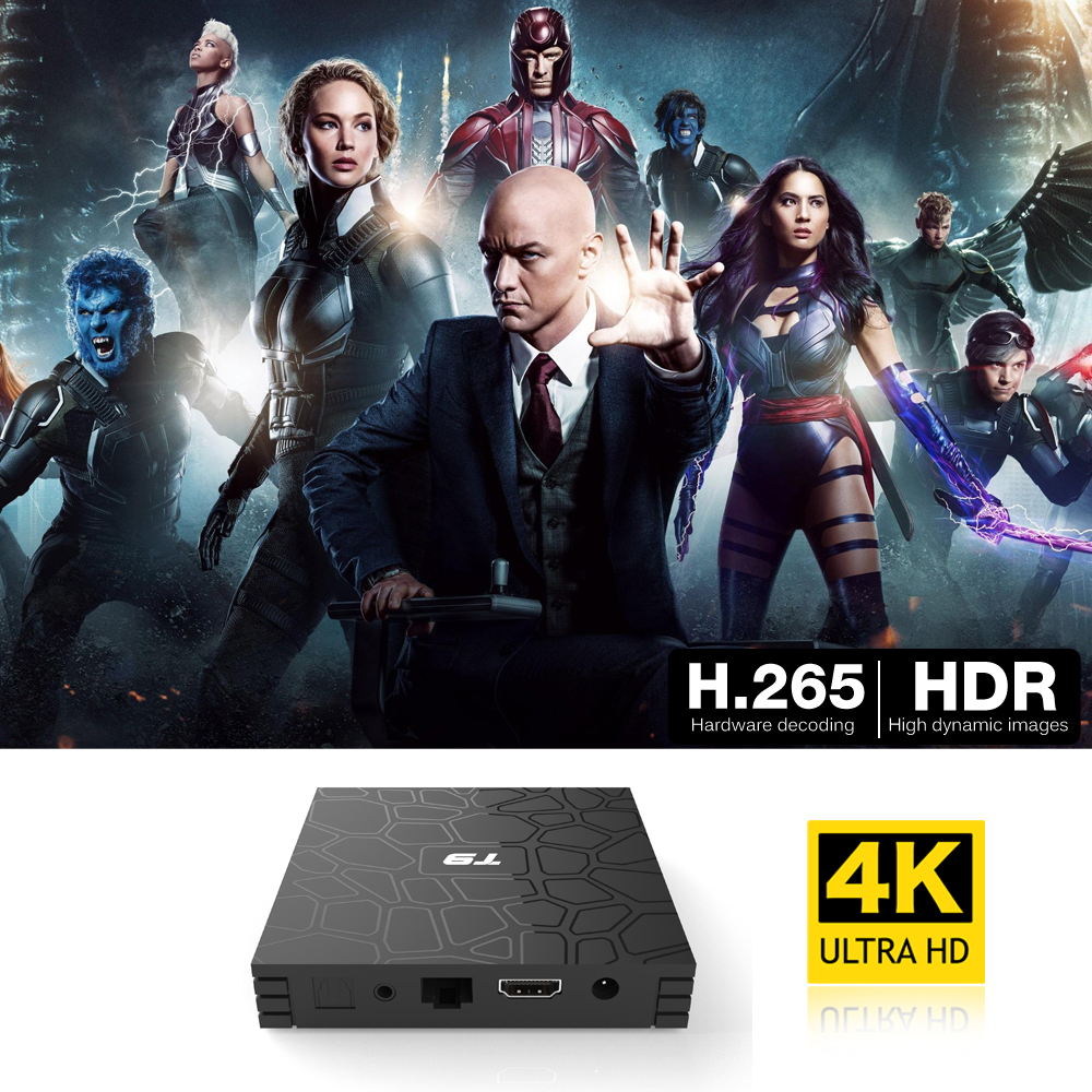 T9 RK3328 4G+32G Android 9.0 USB 3.0 4K TV Box - au Tapón