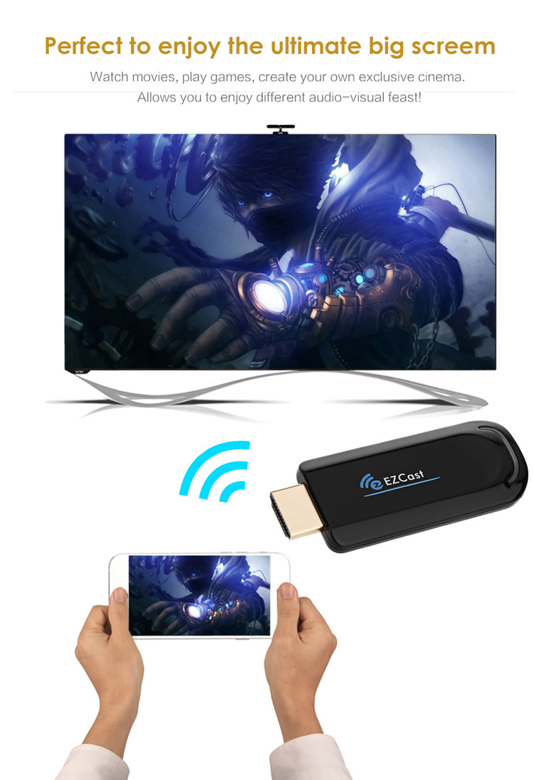 EZCAST HDMI HD WiFi Display DLNA Airplay Dongle Receiver 1080P 2.4G / 5.0G Wireless TV Stick for iOS Android Tablet PC-1