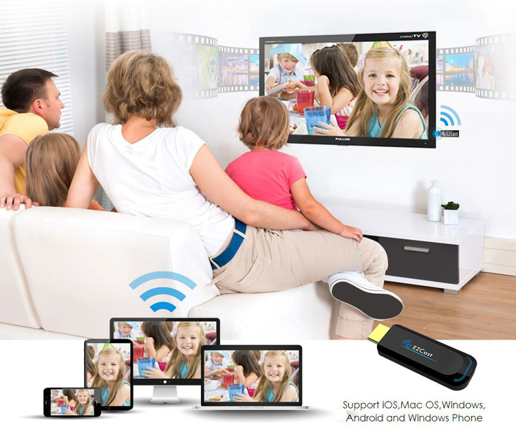 EZCAST HDMI HD WiFi Display DLNA Airplay Dongle Receiver 1080P 2.4G / 5.0G Wireless TV Stick for iOS Android Tablet PC-2